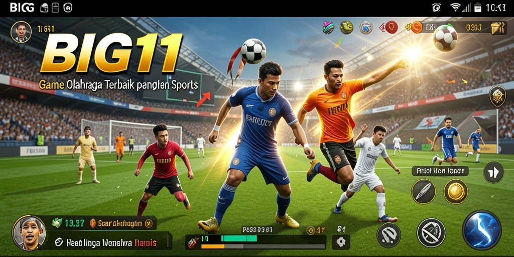 Tangkapan layar gameplay BIG11 yang penuh aksi olahraga.