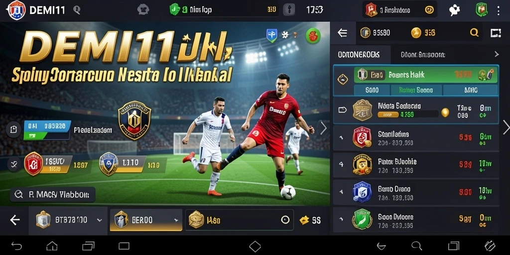 Tampilan dari aplikasi DEMI11 saat melakukan taruhan olahraga.