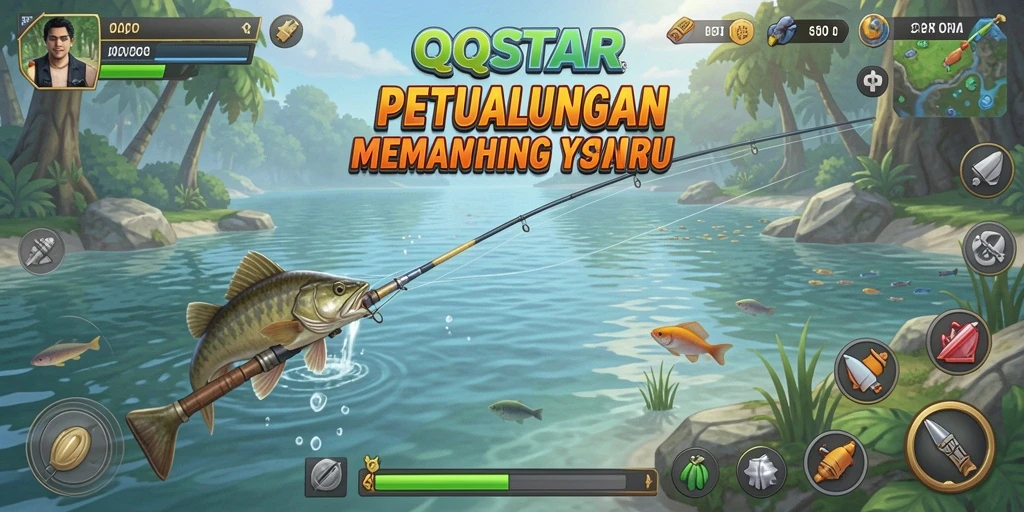 Screenshot QQSTAR menampilkan aksi memancing yang menegangkan dan seru.