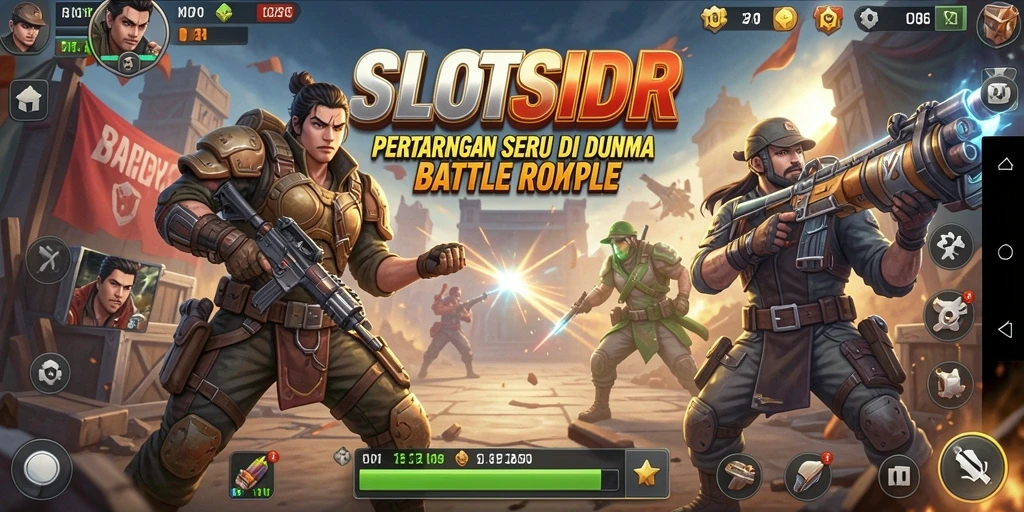 Gambaran mendebarkan dari gameplay Battle Royale di SLOTSIDR.